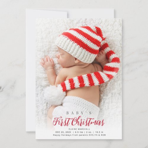 First Christmas photo birth announcement 