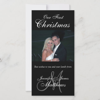 First Christmas Photo Card Photo Monogram Black