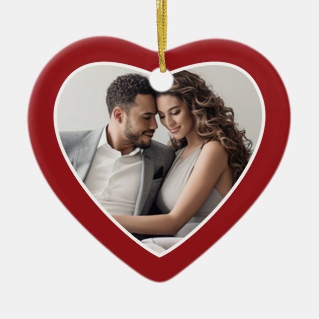 First Christmas Photo Frame - Heart Double Sided Ceramic Ornament (Front)