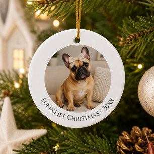 First Christmas Photo French Bulldog Ceramic Ornament