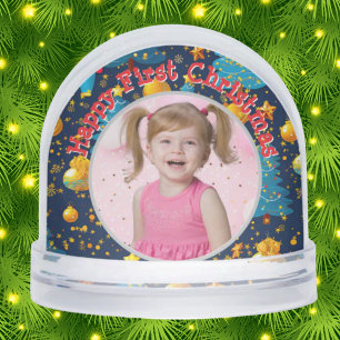 First Christmas Photo Message Snow Globe