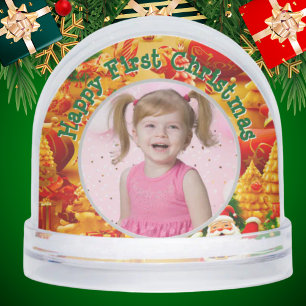 First Christmas Photo Message Snow Globe