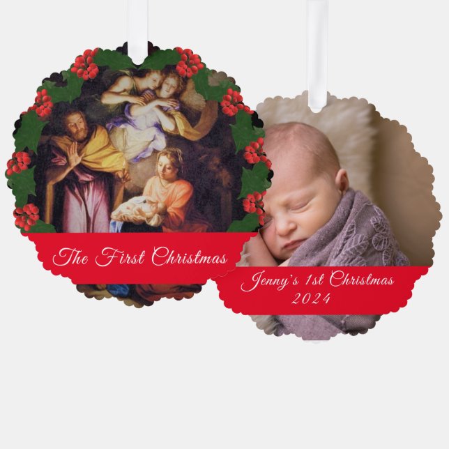 First Christmas Photo Ornament Card (Front/Back)