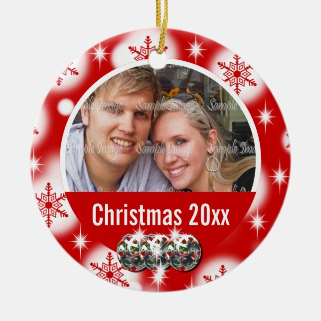 First Christmas photo personalize Ceramic Ornament (Front)