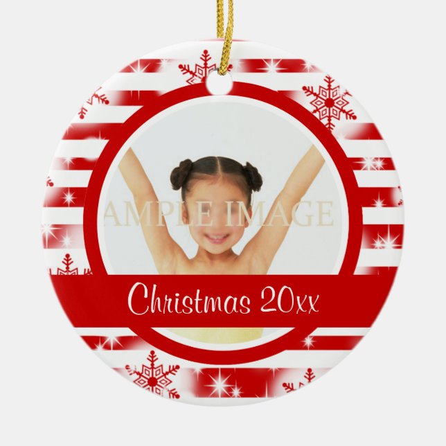 First Christmas photo personalize Ceramic Ornament (Front)