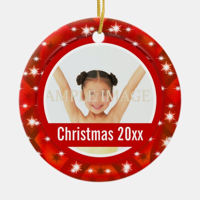 First Christmas photo personalize Ceramic Ornament (Front)