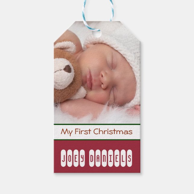 First Christmas Photograph Holiday Gift Tag (Front)
