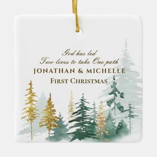 First Christmas Pine Trees Inspirational Ceramic Ornament