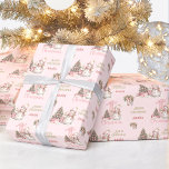 First Christmas Pink Vintage Snowman Girl Name Wrapping Paper<br><div class="desc">Cute Christmas wrapping paper with a cute vintage snowman,  number one and Christmas tree with gifts all in pink for a baby girl. Easily personalize the text. Please visit the store for the full line of products that are available - Kate Eden Art</div>