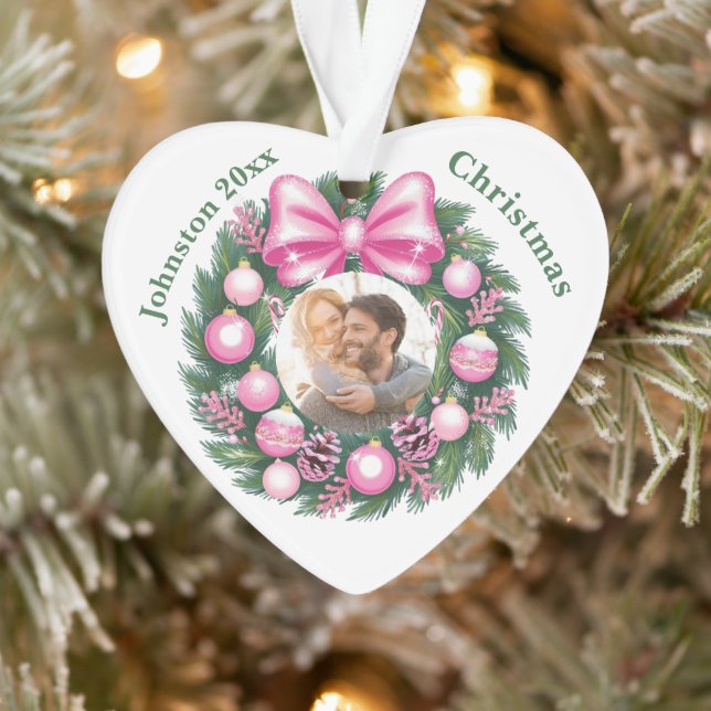 First Christmas Pink Wreath Ornament (Tree)
