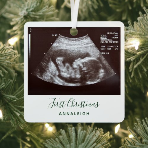 First Christmas Pregnancy Holiday Baby Scan Metal Ornament