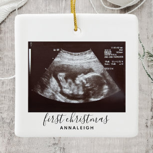 First Christmas Pregnancy Ultrasound Photo Custom Ceramic Ornament