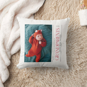First Christmas Promoted Grandparents Daddy Photo Throw Pillow