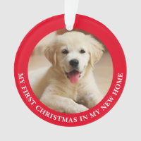 First Christmas Puppy Dog Personalized Photo Ornament
