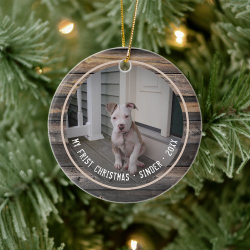 First Christmas Puppy Dog Pet Multi Photo Keepsake Ceramic Ornament