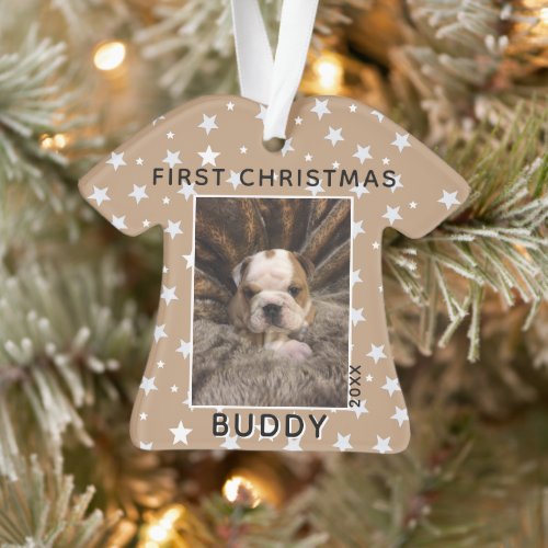 First Christmas Puppy Dog Photo Star Pattern Ornament