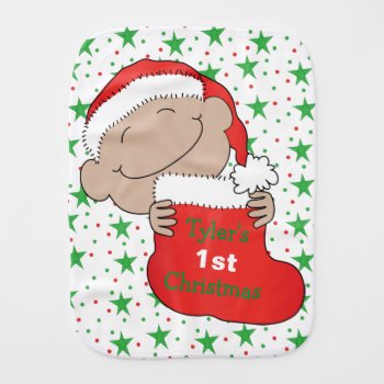First Christmas/red Baby Burp Cloth by ChristmasHappy at Zazzle