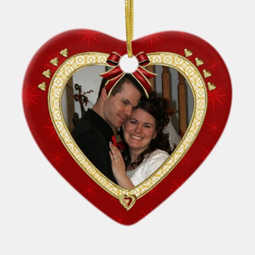 First Christmas Red Heart Custom Photo Ornament