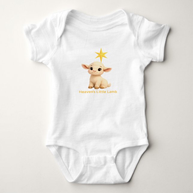 First Christmas Religious Heavens Little Lamb with Baby Bodysuit (Front)