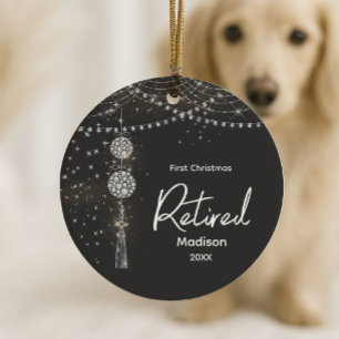 First Christmas retired elegant black glittery Ceramic Ornament