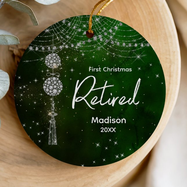 First Christmas retired elegant green glitter  Ceramic Ornament (Creator Uploaded)