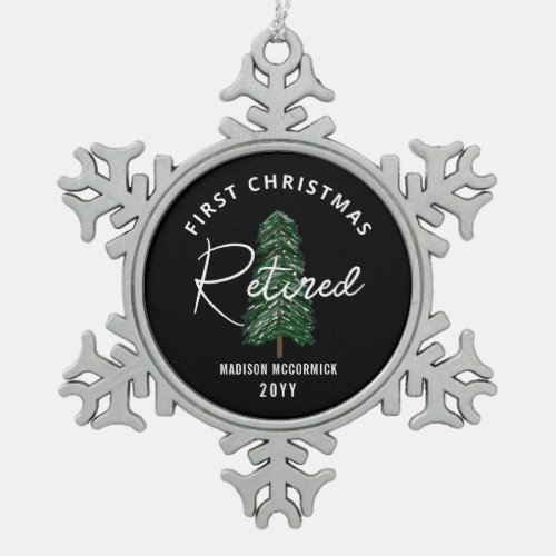First Christmas Retired Personalized Snowflake Pewter Christmas Ornament