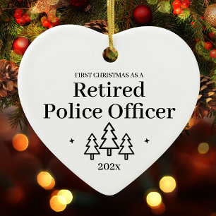 First Christmas Retired Police Officer Retirement Ceramic Ornament