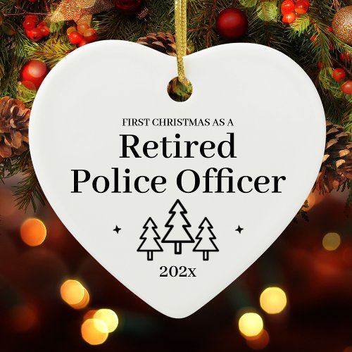 First Christmas Retired Police Officer Retirement Ceramic Ornament