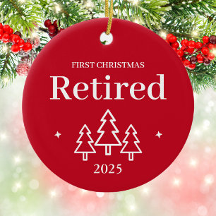 First Christmas Retired Red Round Ceramic Ornament
