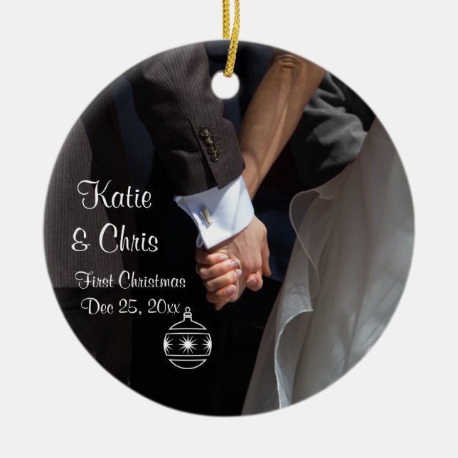 First Christmas Romantic and Elegant Ceramic Ornament (Front)