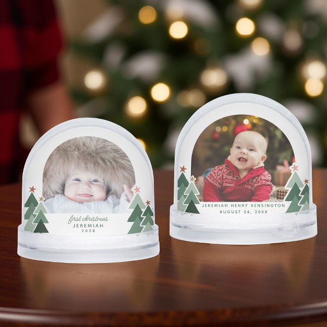 First Christmas Rustic Trees 2 Photos Snow Globe (First Christmas Rustic Trees 2 Photos Snow Globe)