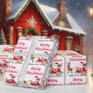 First Christmas Santa Baby's Personalize Name Wrapping Paper