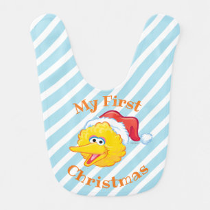 First Christmas Santa Hat Big Bird Baby Bib