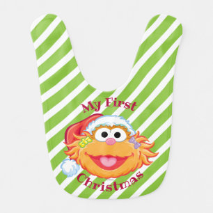 First Christmas Santa Hat Zoe Baby Bib