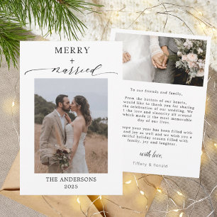First Christmas Script 2 Photos Wedding Christmas Thank You Card