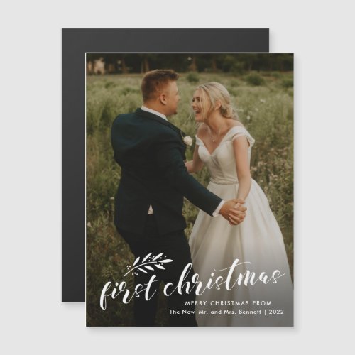 First Christmas Script Wedding Photo Holiday Card