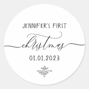 First christmas simple design theme classic round sticker