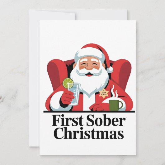 First Christmas Sober Santa Sobriety Xmas (Front)