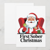 First Christmas Sober Santa Sobriety Xmas (Front/Back)