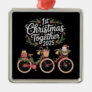 First Christmas Together 2025 Romantic Couple Metal Ornament