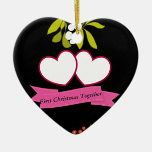 First Christmas Together Anniversary Editable Ceramic Ornament