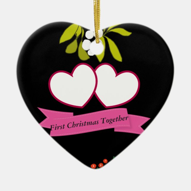 First Christmas Together  Anniversary Editable Ceramic Ornament (Front)