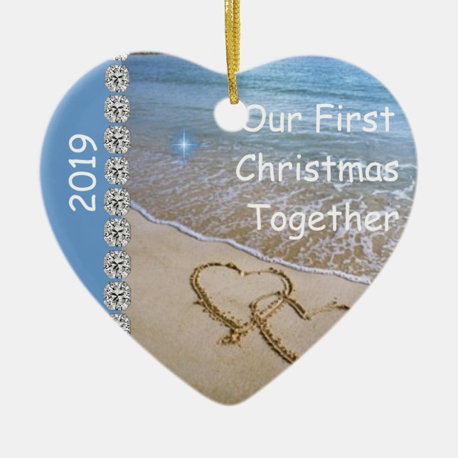 First Christmas TOGETHER BEACH 2019 CUSTOM ORNAMEN Ceramic Ornament (Front)