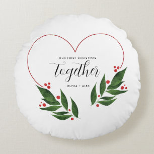First Christmas Together Christmas Gift for couple Round Pillow