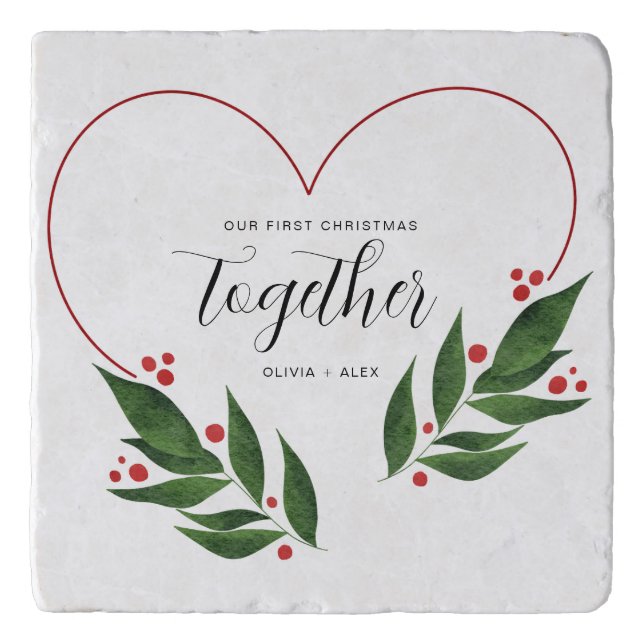 First Christmas Together Christmas Gift for couple Trivet (Front)