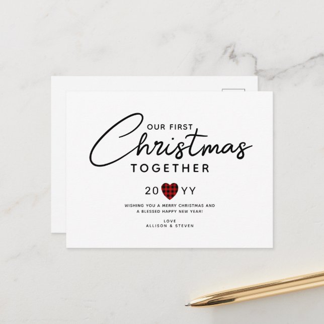 First Christmas Together Couples Holiday Postcard (Front/Back In Situ)