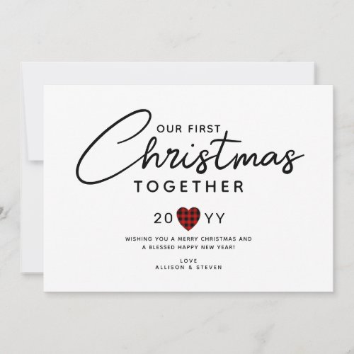 First Christmas Together Couples Rustic Heart  Holiday Card