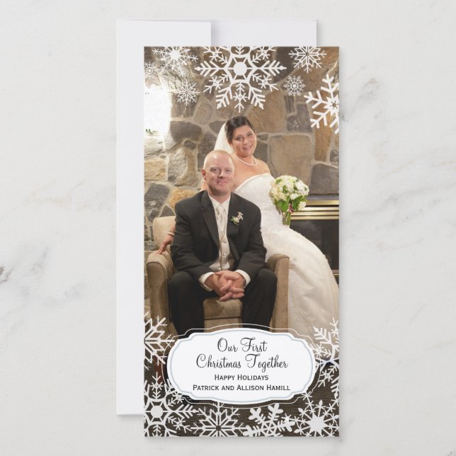 First Christmas Together - Elegant Snowflake Holiday Card (Front)