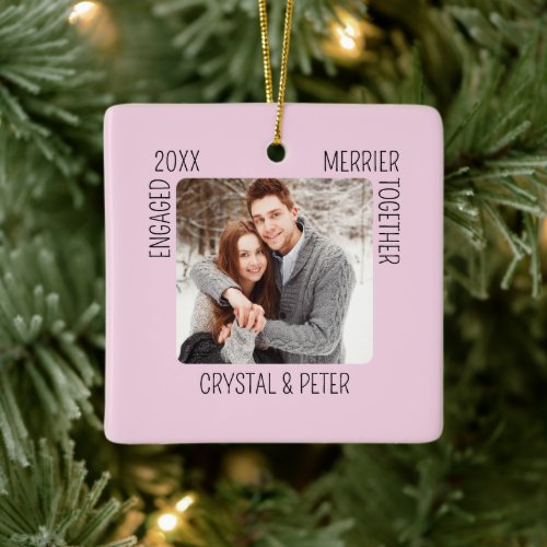 First Christmas Together Engaged Merrier Together Ceramic Ornament