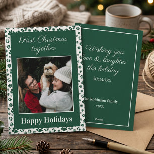 First Christmas Together Family Pet Photo Pawprint Holiday Card